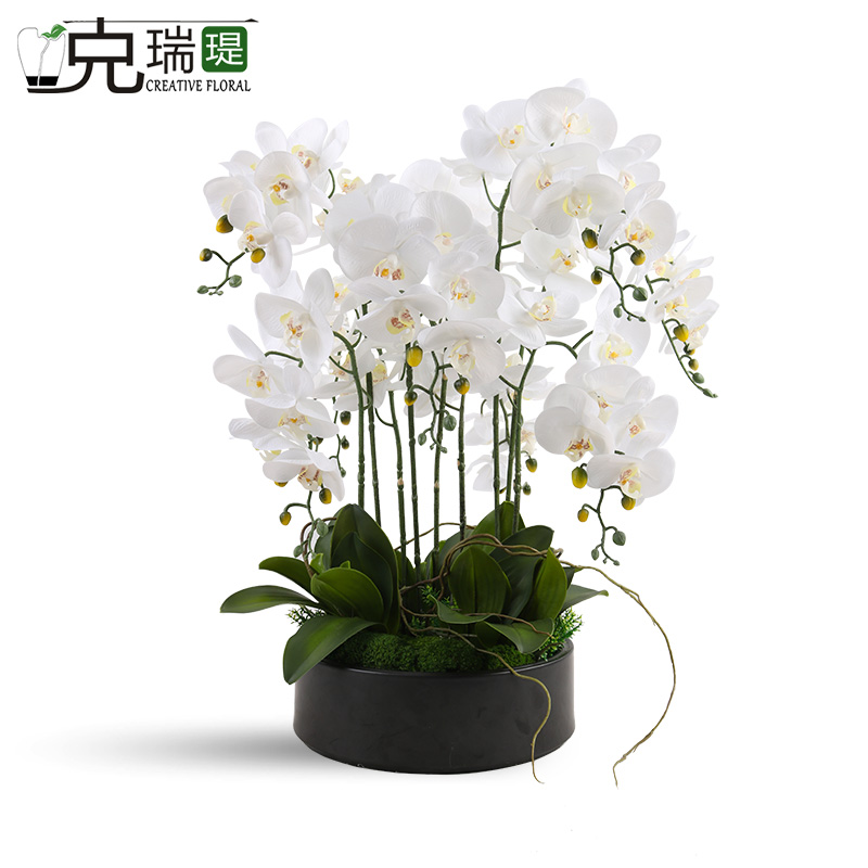 克瑞瑅新中式前台转角花艺客厅装饰仿真花软装饰品摆件 G50052