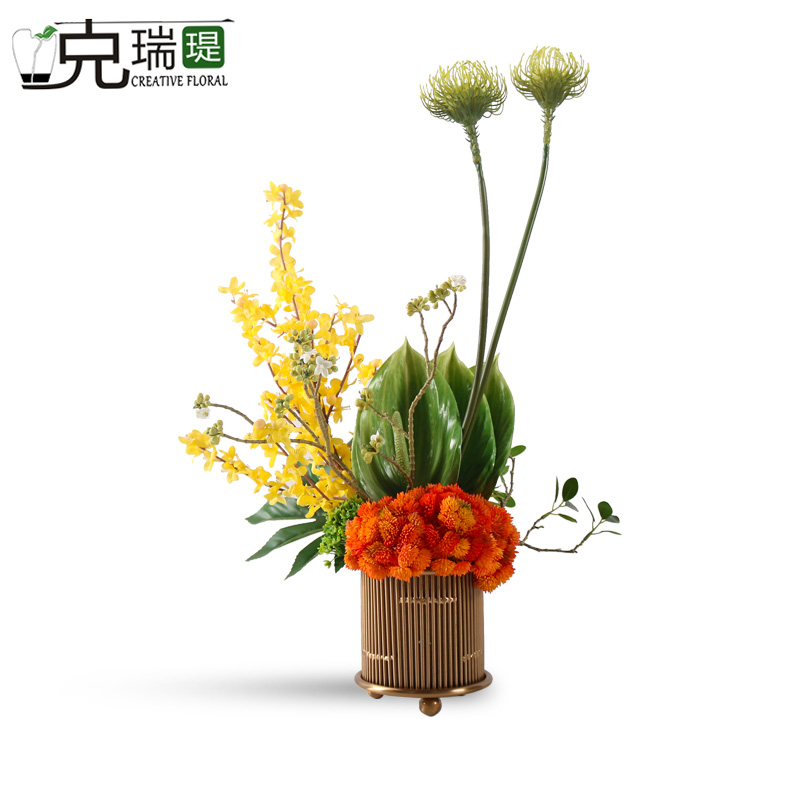 克瑞瑅现代简约玄关背景台客厅装饰仿真花软装饰品摆件 G40338