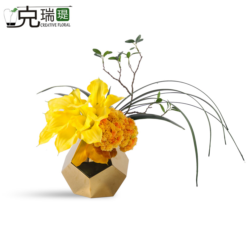 克瑞瑅现代简约玄关背景台客厅装饰仿真花软装饰品摆件 G40329