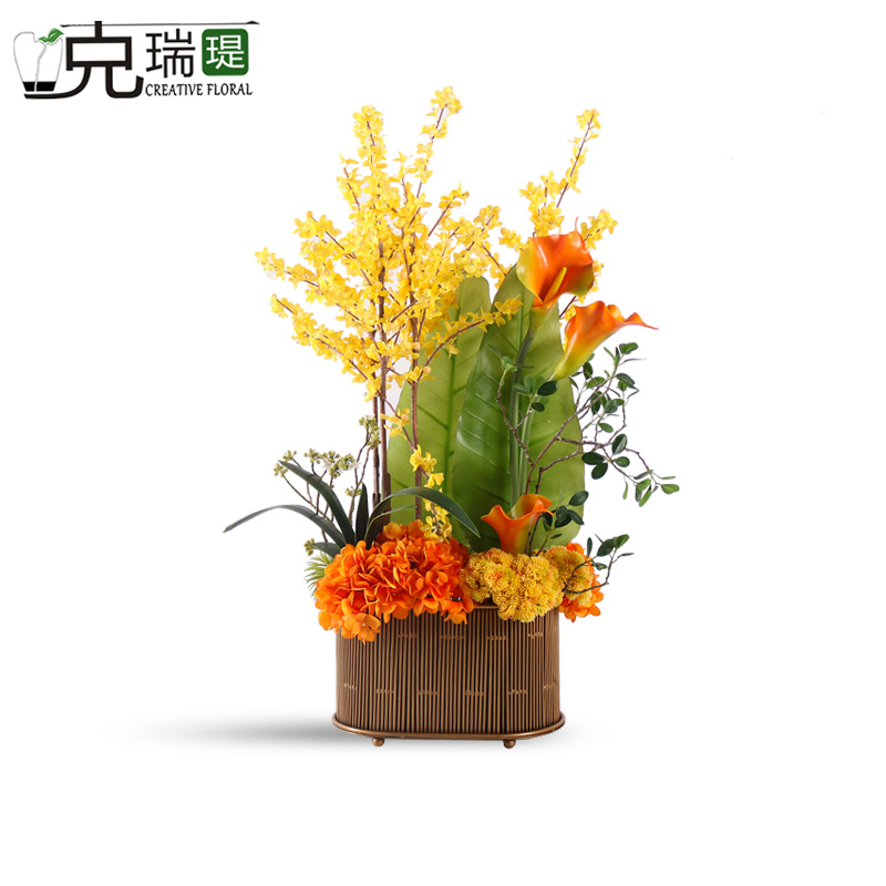 克瑞瑅现代简约玄关背景台客厅装饰仿真花软装饰品摆件  G40326
