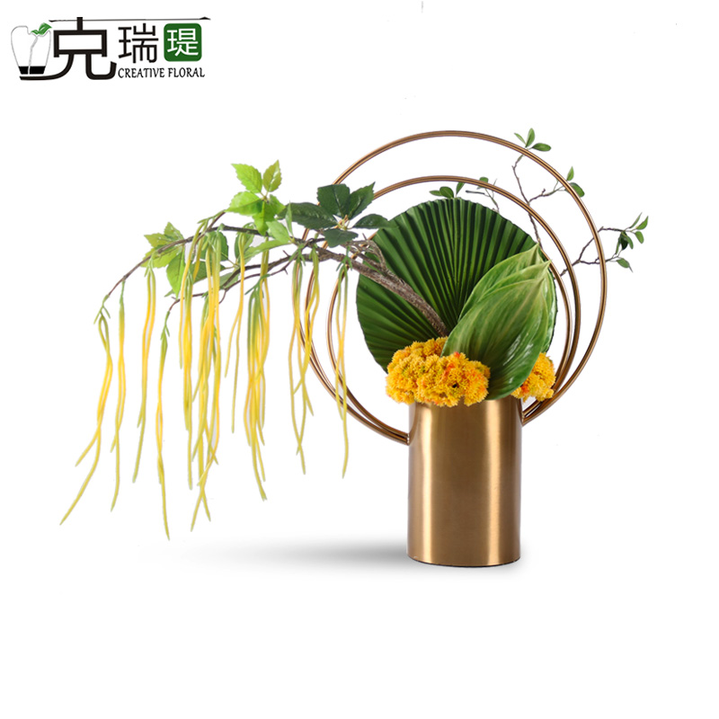 克瑞瑅现代简约玄关背景台客厅装饰仿真花软装饰品摆件  G40321
