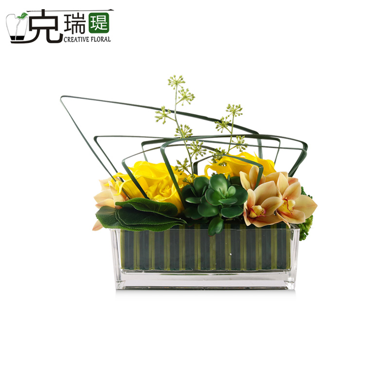 克瑞瑅现代简约玄关背景台客厅装饰仿真花软装饰品摆件  G40316