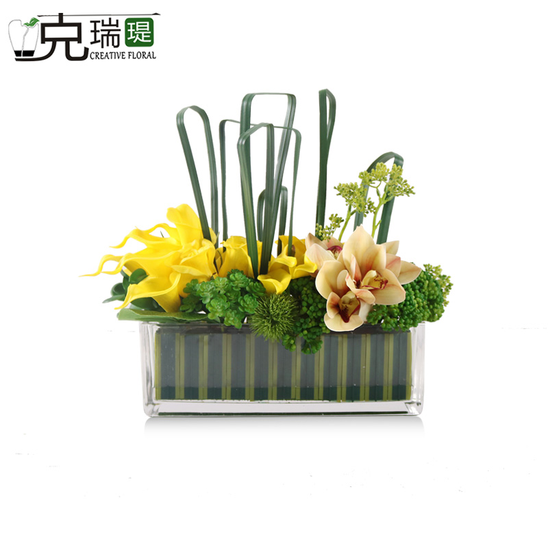克瑞瑅现代简约玄关背景台客厅装饰仿真花软装饰品摆件  G40315