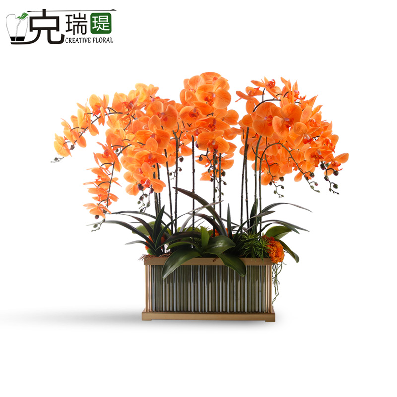克瑞瑅现代简约前台转角客厅装饰仿真花软装饰品摆件 G50041