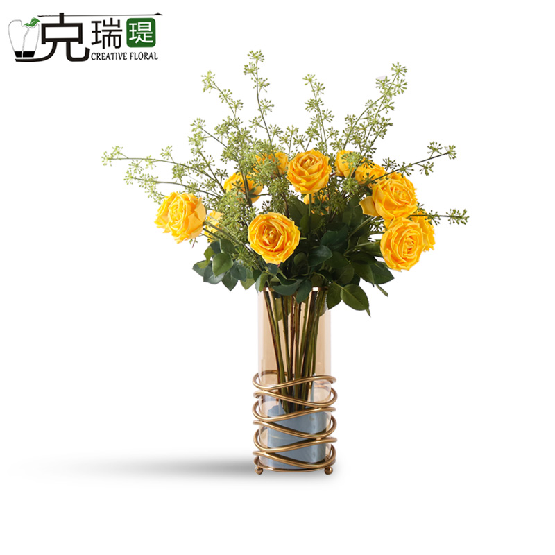 克瑞瑅现代简约前台转角客厅装饰仿真花软装饰品摆件 G50038