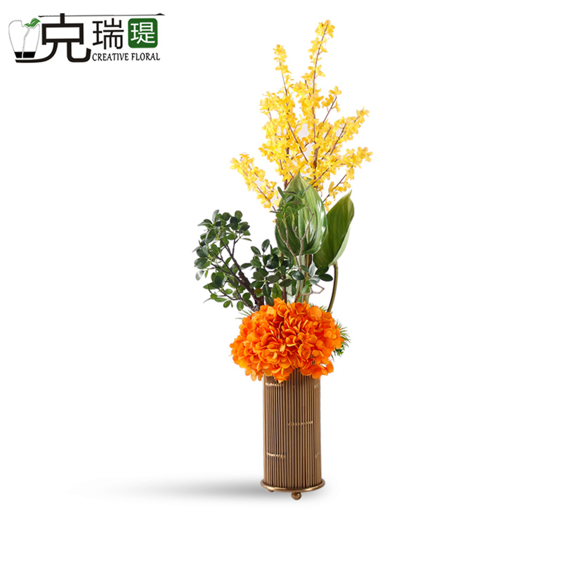 克瑞瑅现代简约前台转角客厅装饰仿真花软装饰品摆件 G50033