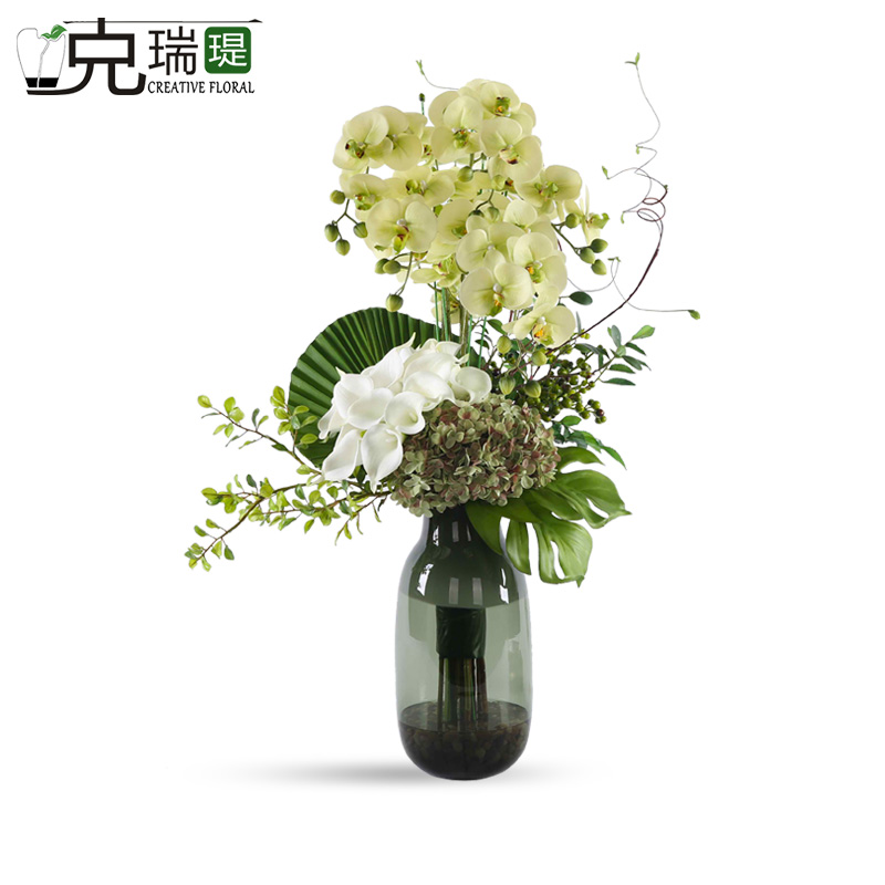 克瑞瑅现代简约前台转角客厅装饰仿真花软装饰品摆件 G50022