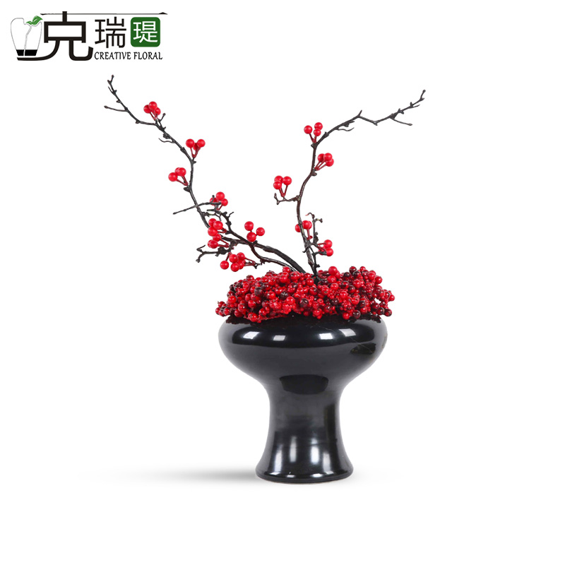 克瑞瑅新中式玄关背景台客厅装饰仿真花软装饰品摆件  G40276