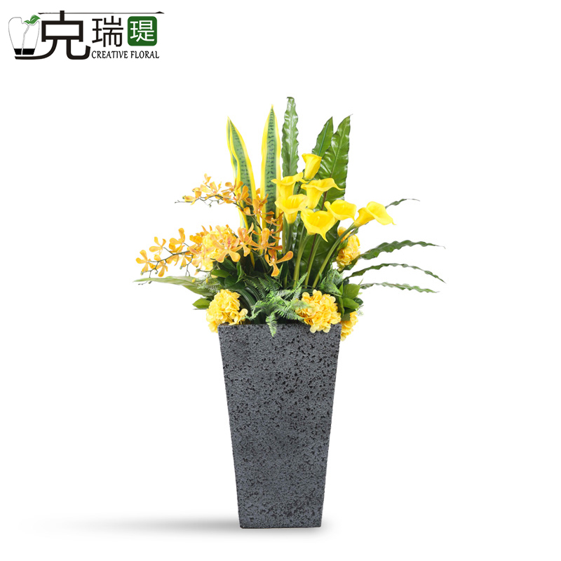克瑞瑅新中式落地花艺客厅装饰仿真花软装饰品摆件 G30038