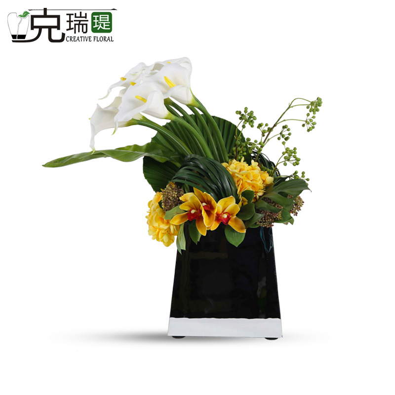 克瑞瑅现代简约玄关背景台客厅装饰仿真花软装饰品摆件 G40269