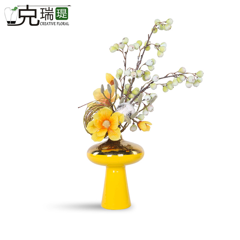 克瑞瑅现代简约玄关背景台客厅装饰仿真花软装饰品摆件 G40254