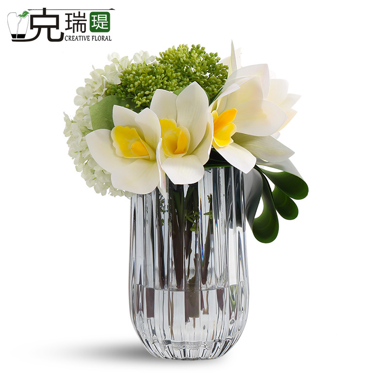 克瑞瑅现代简约玄关背景台客厅装饰仿真花软装饰品摆件G40161
