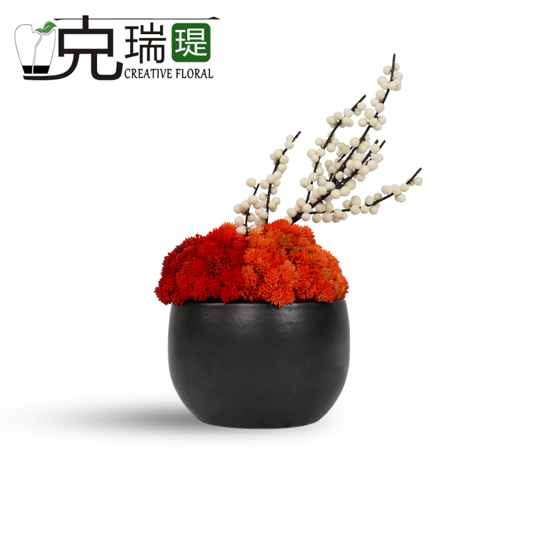 克瑞瑅新中式小品茶几客厅装饰仿真花软装饰品摆件     G80052