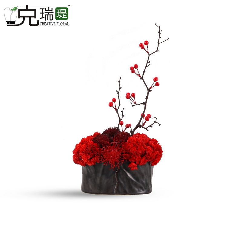 克瑞瑅新中式小品茶几客厅装饰仿真花软装饰品摆件     G80036