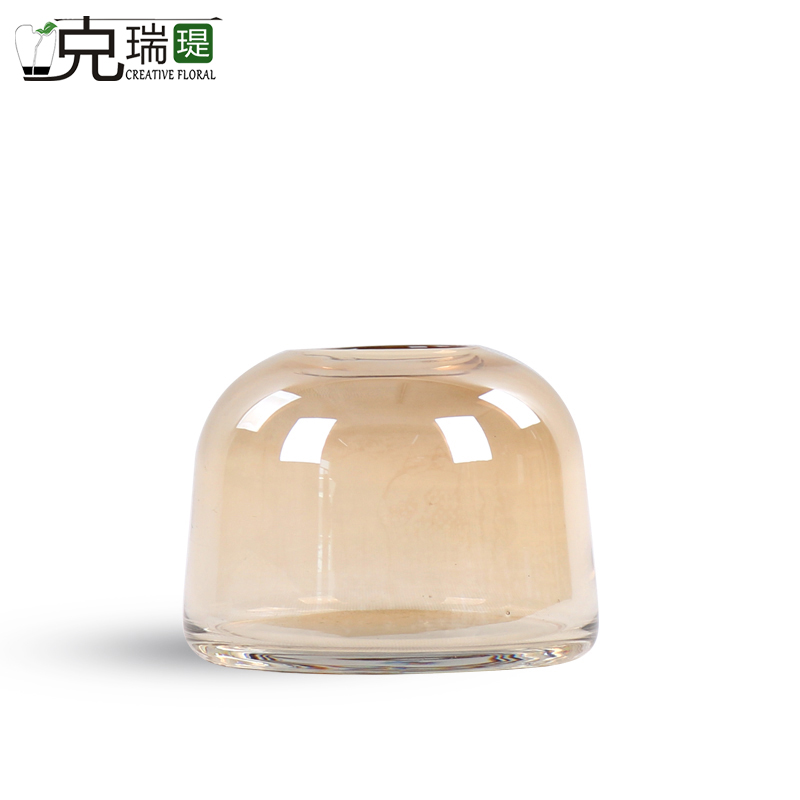  克瑞瑅现代简约镀洛玻璃花器客厅装饰仿真花软装饰品摆件   F3004
