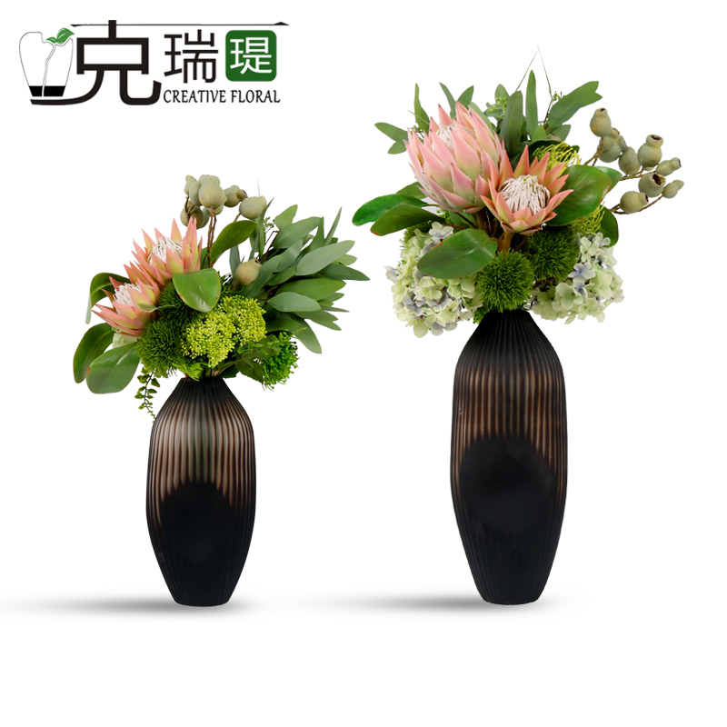 克瑞瑅现代简约玄关背景台客厅装饰仿真花软装饰品摆件 G40133