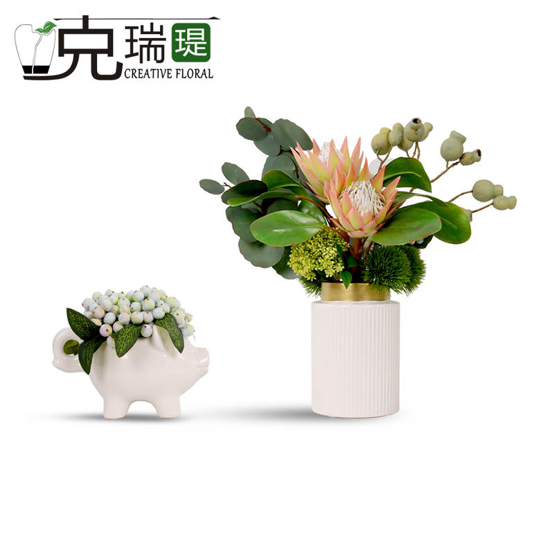 克瑞瑅田园玄关背景台客厅装饰仿真花软装饰品摆件 G40121   G40122