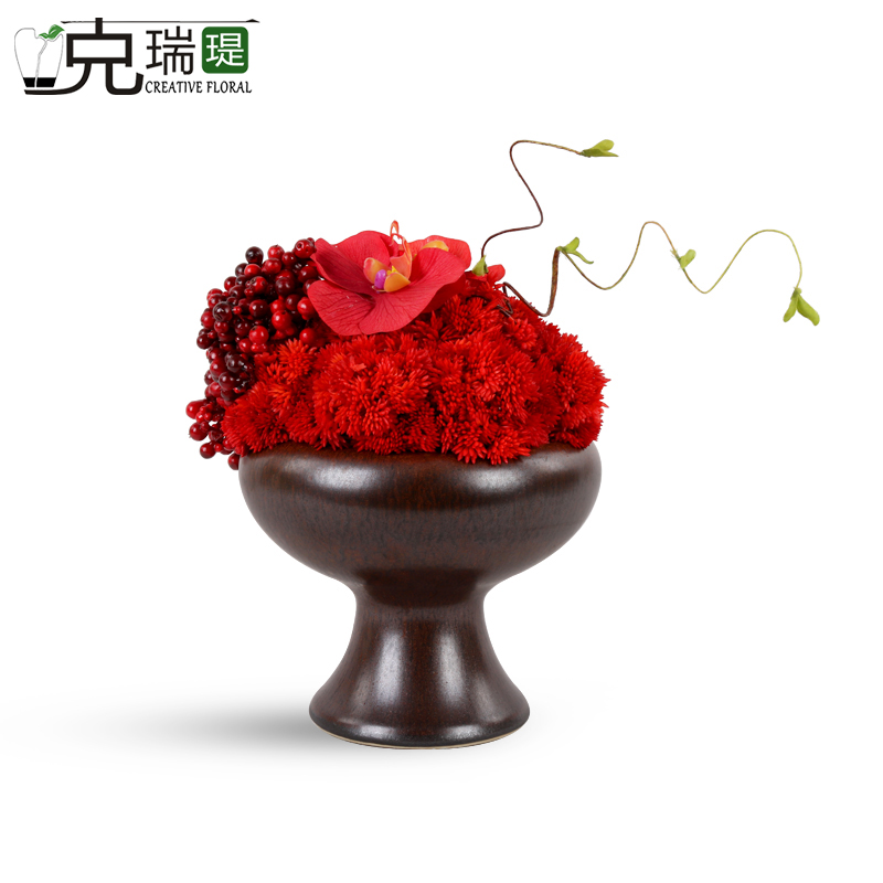 克瑞瑅新中式玄关背景台客厅装饰仿真花软装饰品摆件 G40086