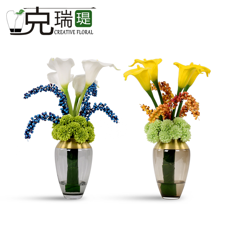 克瑞瑅现代简约玄关背景台客厅装饰仿真花软装饰品摆件 G40042