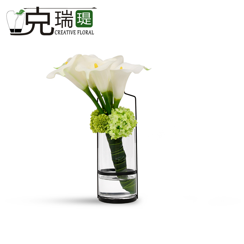 克瑞瑅现代简约玄关背景台客厅装饰仿真花软装饰品摆件 G40032