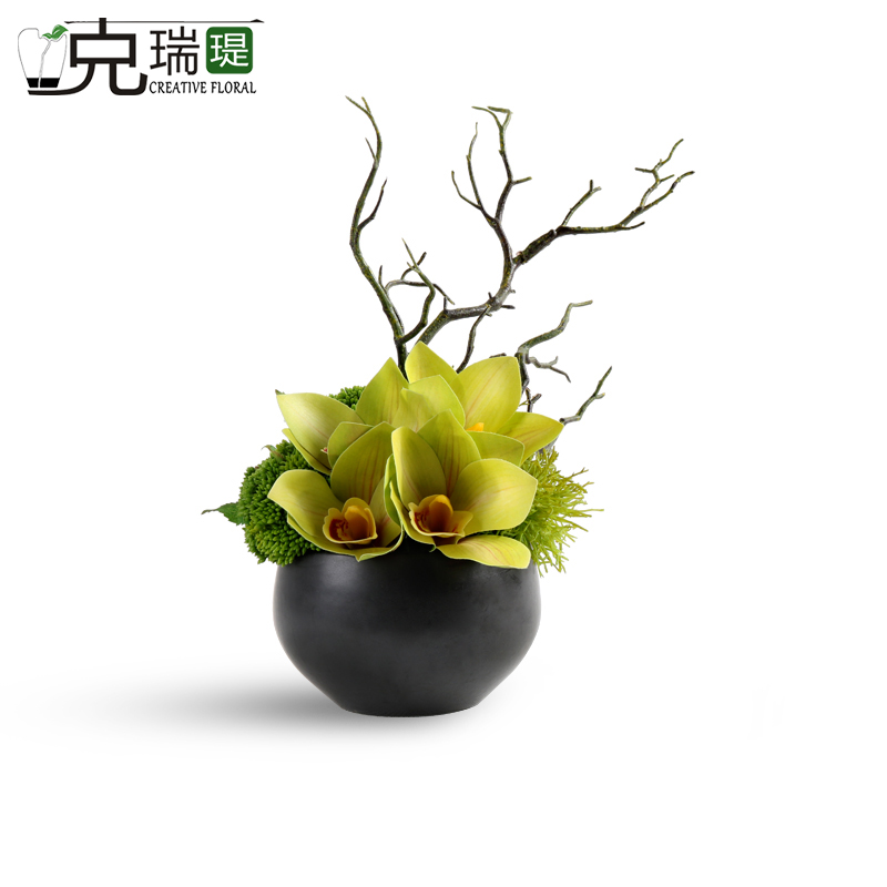 克瑞瑅新中式玄关背景台客厅装饰仿真花软装饰品摆件 G40010