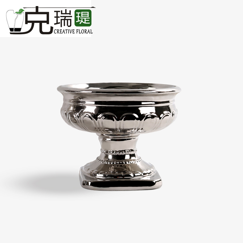  克瑞瑅后现代镀洛陶瓷花器客厅装饰仿真花软装饰品摆件  F4009