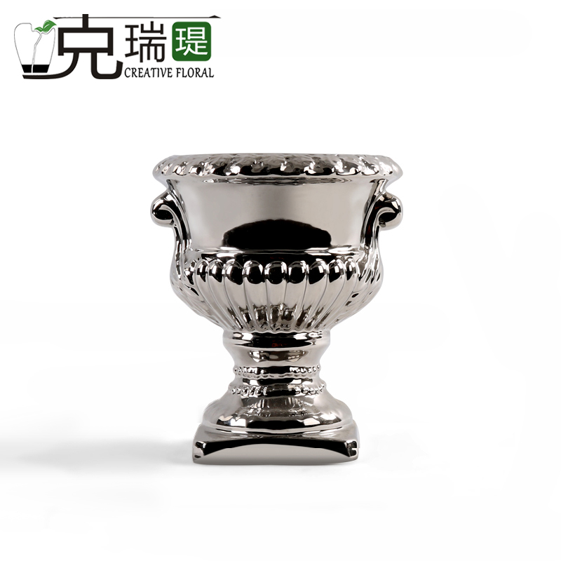  克瑞瑅后现代镀洛陶瓷花器客厅装饰仿真花软装饰品摆件  F4008