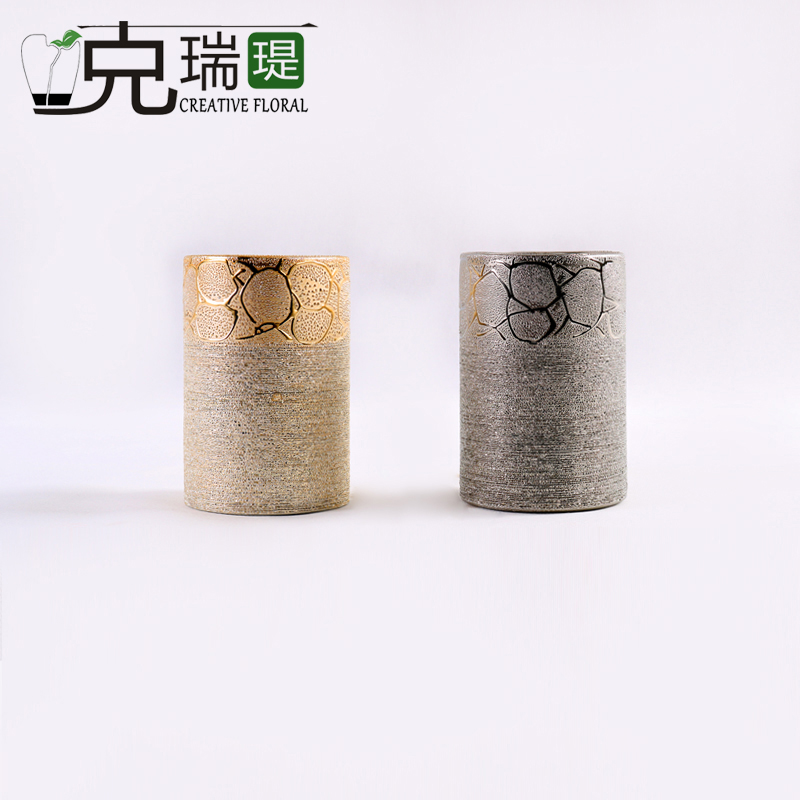  克瑞瑅后现代镀洛陶瓷花器客厅装饰仿真花软装饰品摆件  F4005