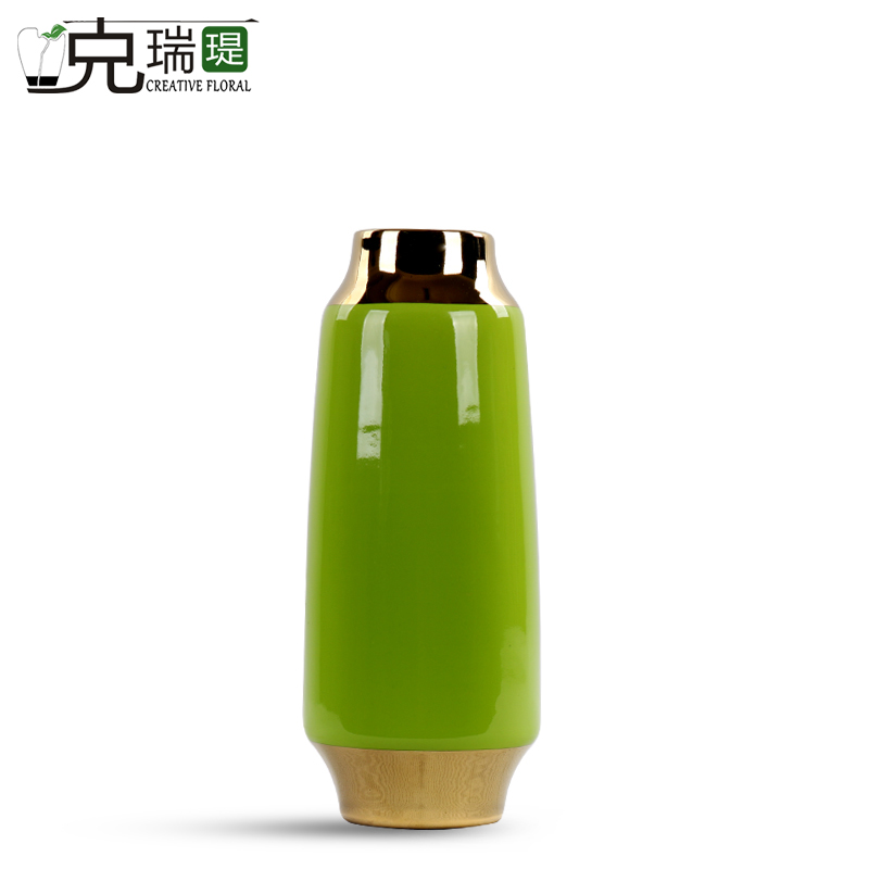  克瑞瑅新中式镀洛陶瓷花器客厅装饰仿真花软装饰品摆件  F4002