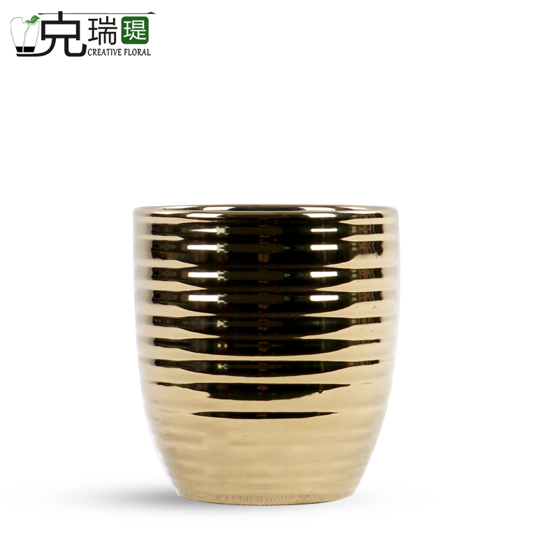  克瑞瑅后现代镀洛陶瓷花器客厅装饰仿真花软装饰品摆件  F4001