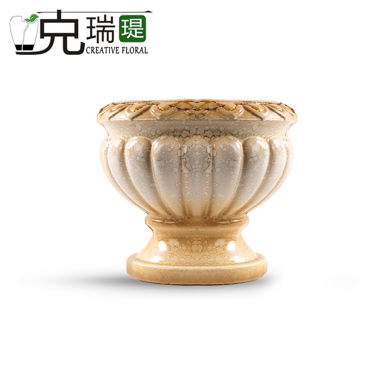  克瑞瑅美式乡村陶瓷花器客厅装饰仿真花软装饰品摆件 F6009