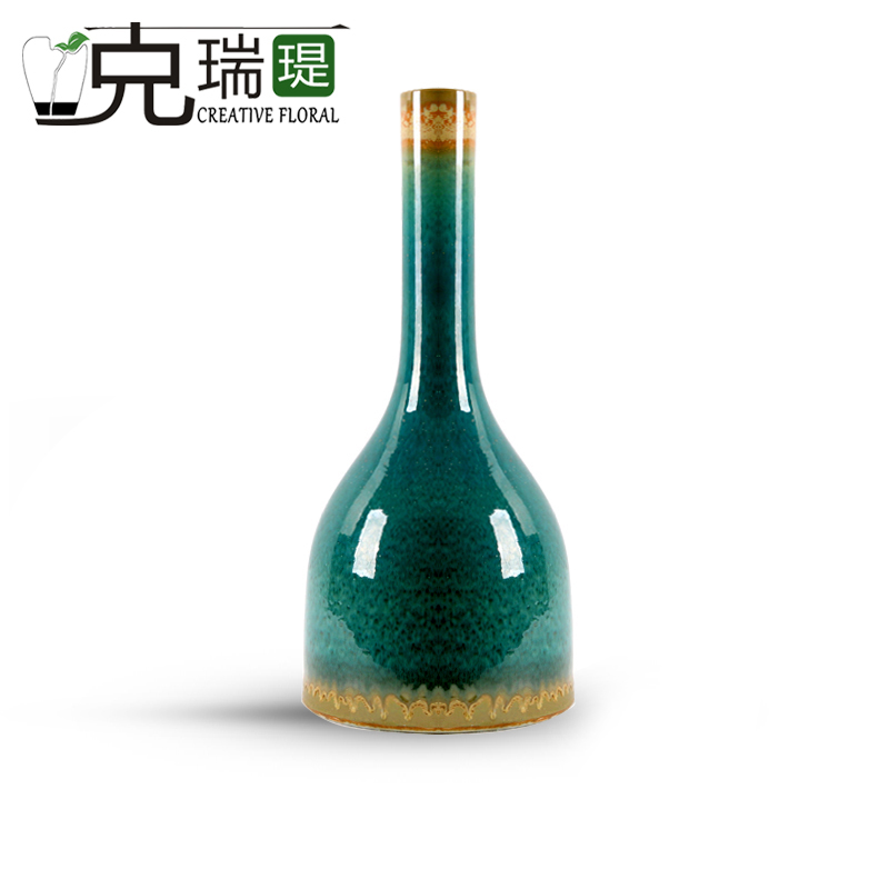  克瑞瑅新中式陶瓷花器客厅装饰仿真花软装饰品摆件 F6004