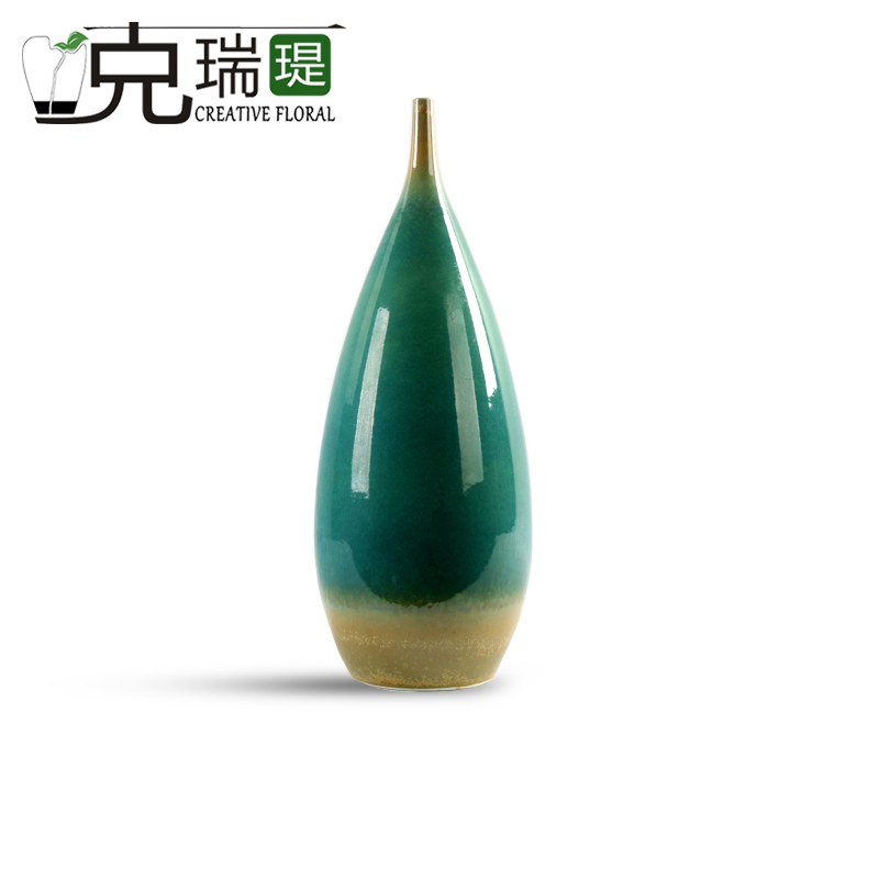  克瑞瑅新中式陶瓷花器客厅装饰仿真花软装饰品摆件 F6003