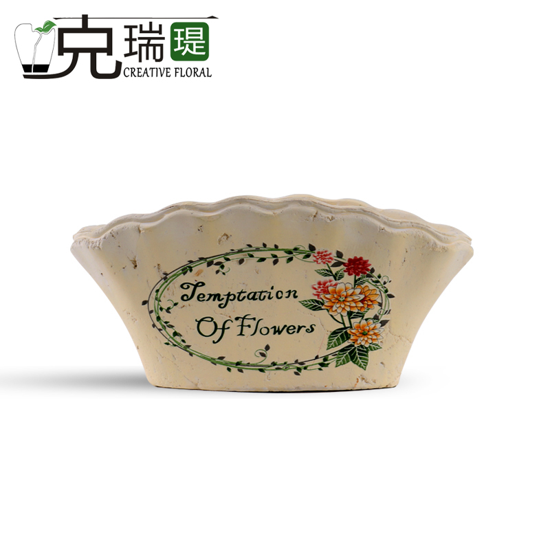  克瑞瑅美式乡村粗陶花器客厅装饰仿真花软装饰品摆件F7009