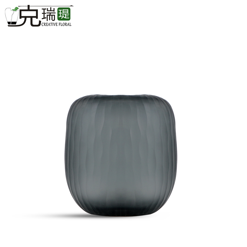  克瑞瑅现代简约有色玻璃花器客厅装饰仿真花软装饰品摆件   F2009