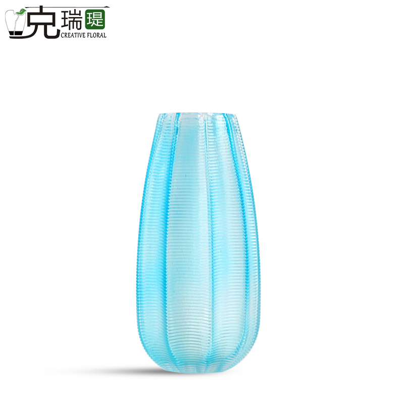  克瑞瑅现代简约有色玻璃花器客厅装饰仿真花软装饰品摆件   F2004